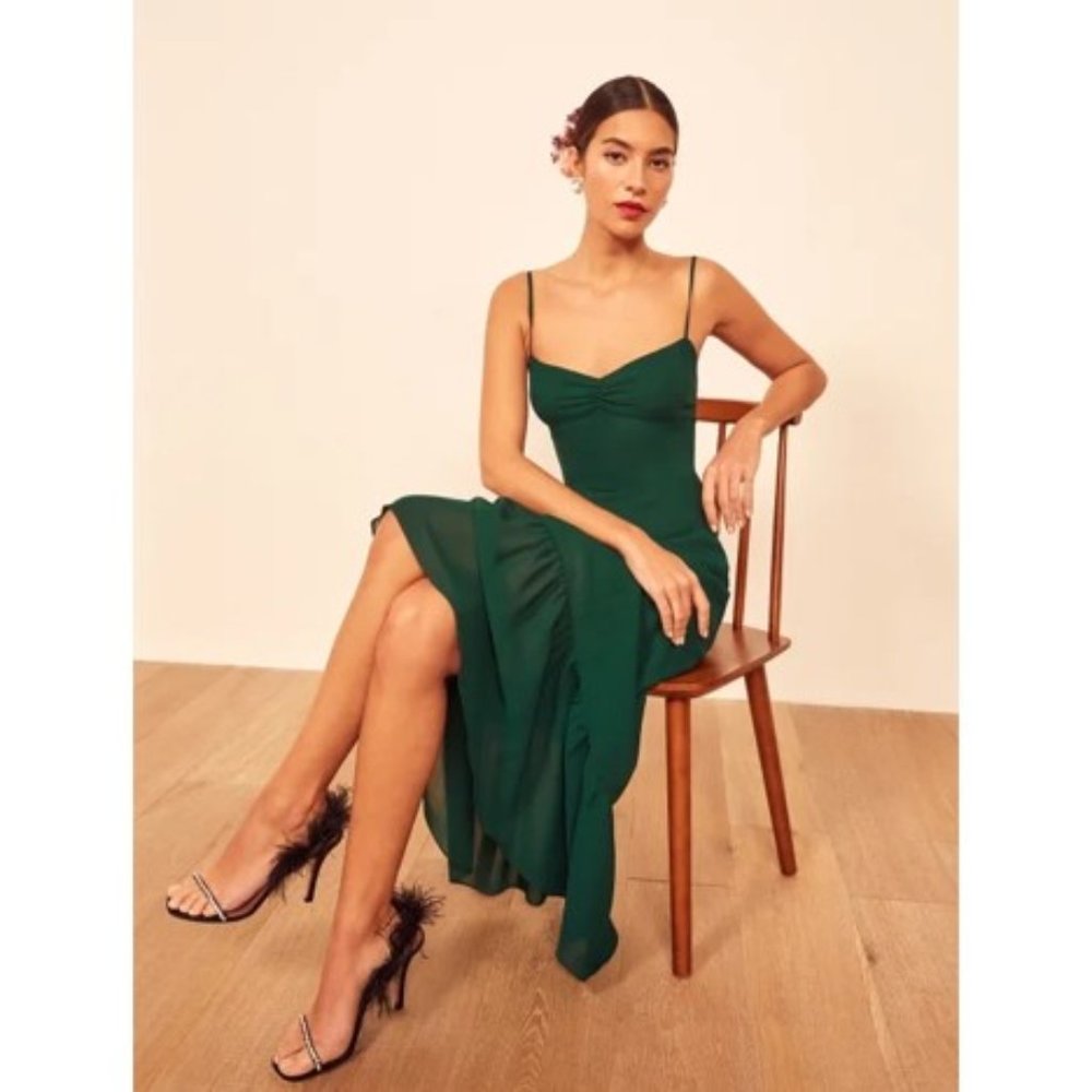Reformation Emersyn Dress in Emerald - Picture 4 of 16